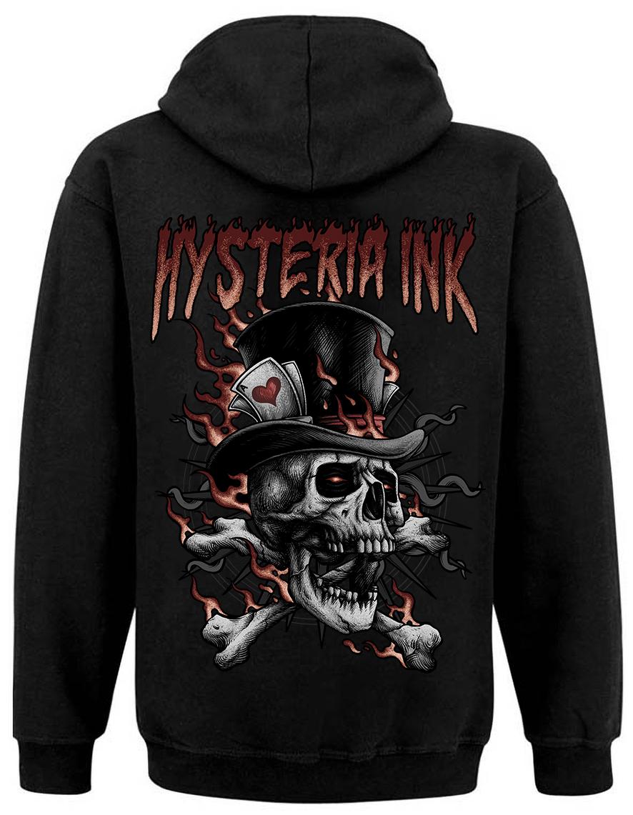 sweat zip unisexe Hysteria Ink Old shool Skull Flaming