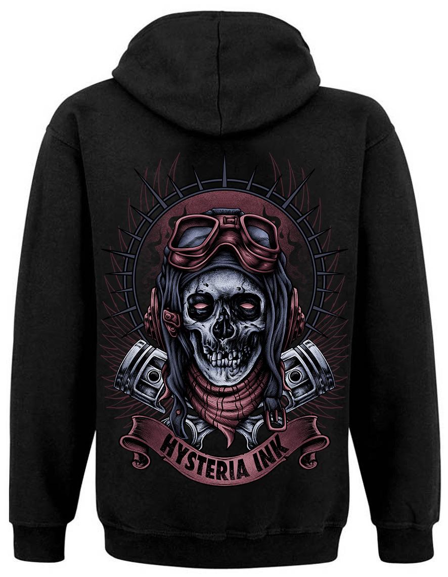 Sweat Zip unisexe Hysteria Ink Skull Biker 3