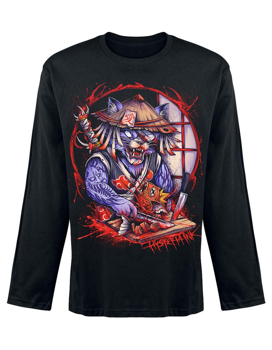T-shirt unisexe manches longues Hysteria Ink Samurai Cat's Ink