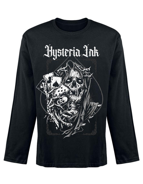 T-shirt unisexe manches longues Hysteria Ink The 4 Cards of Death Ink