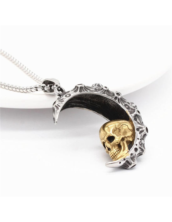 Pendentif Moon Attic Moon Skull P0488 Doré