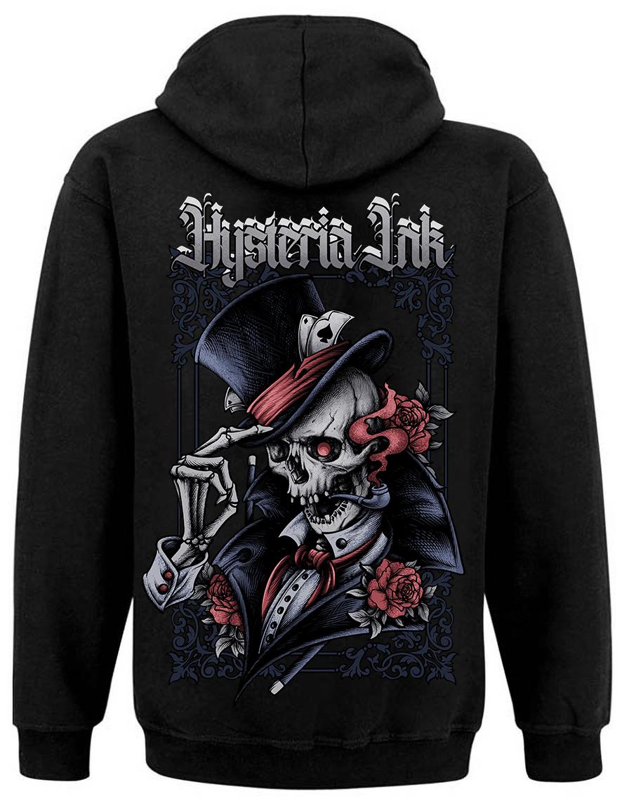sweat zip unisexe Hysteria Ink Old Shool Skull Rosa