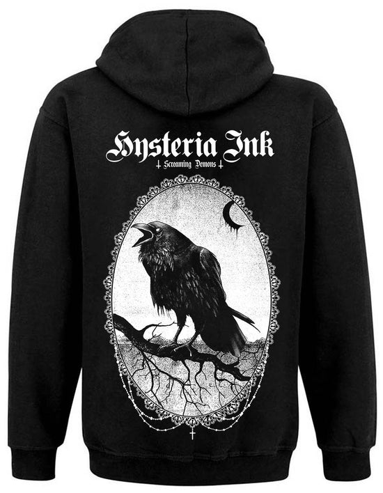 sweat zip unisexe Hysteria Ink Black crow