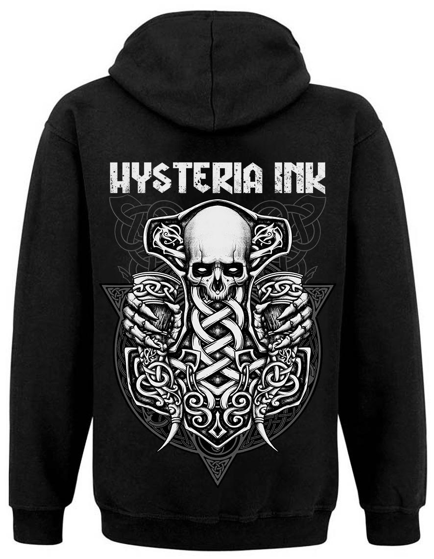 sweat zip unisexe Hysteria Ink Mjolnir skull Ink