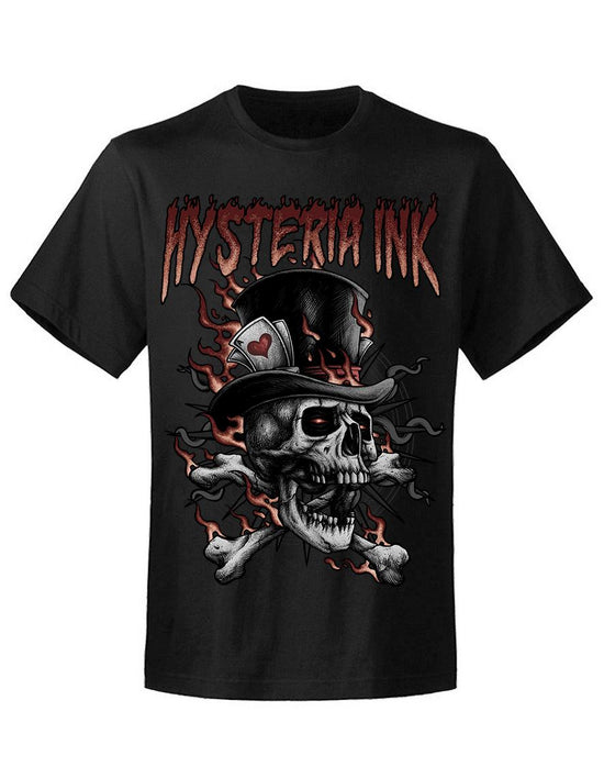 T-shirt unisexe Hysteria Ink Old shool Skull Flaming