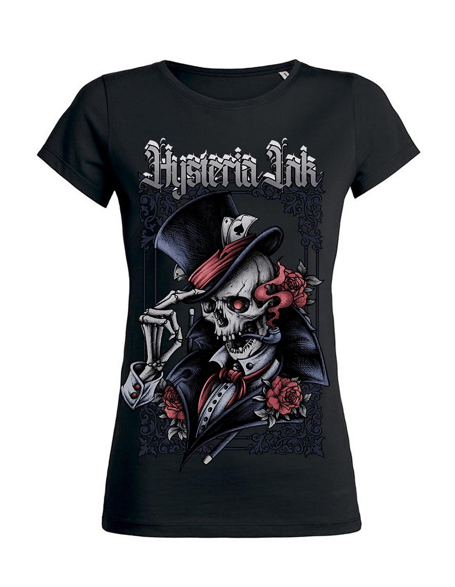 T-shirt femme Hysteria Ink Old Shool Skull Rosa
