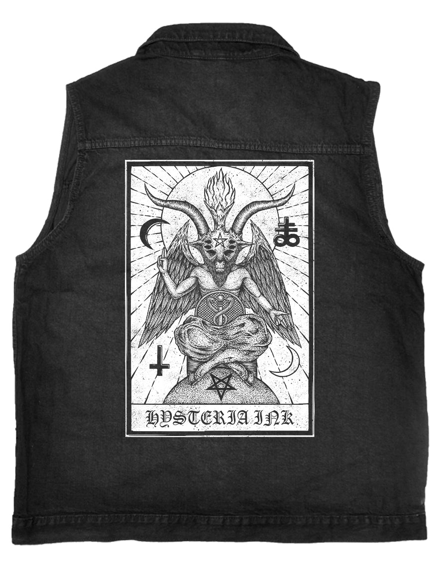 Veste en jean sans manches Hysteria Ink  Baphomet InK