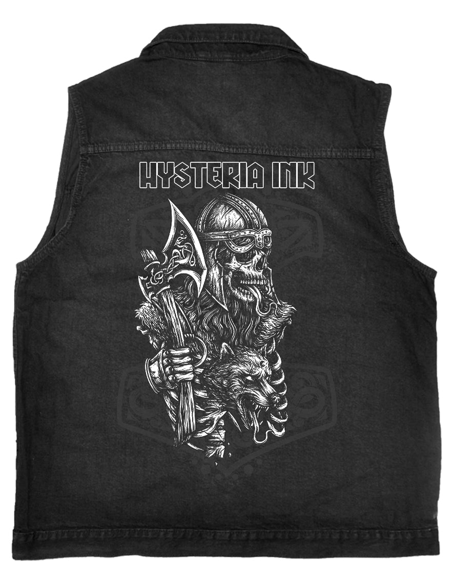 Veste en jean sans manches Hysteria Ink  Viking Skull Ink