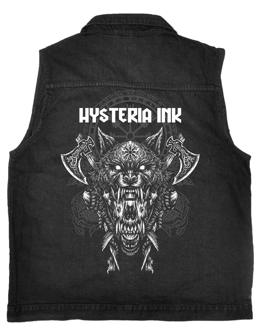 Veste en jean sans manches Hysteria Ink  The Wolf Dicky Ink
