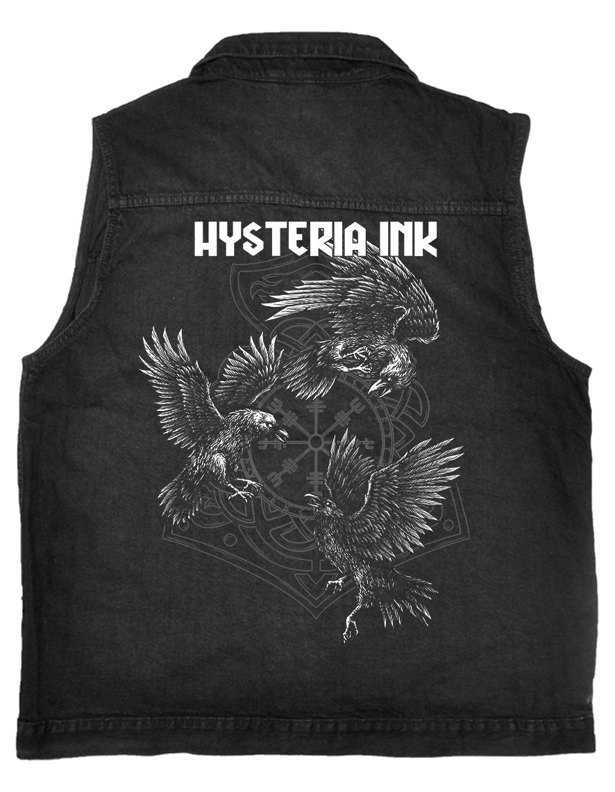 Veste en jean sans manches Hysteria Ink  The Three Crow Ink