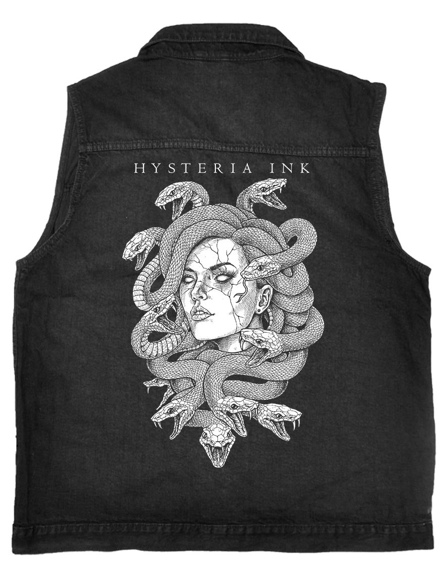 Veste en jean sans manches Hysteria Ink  Medusa Ink