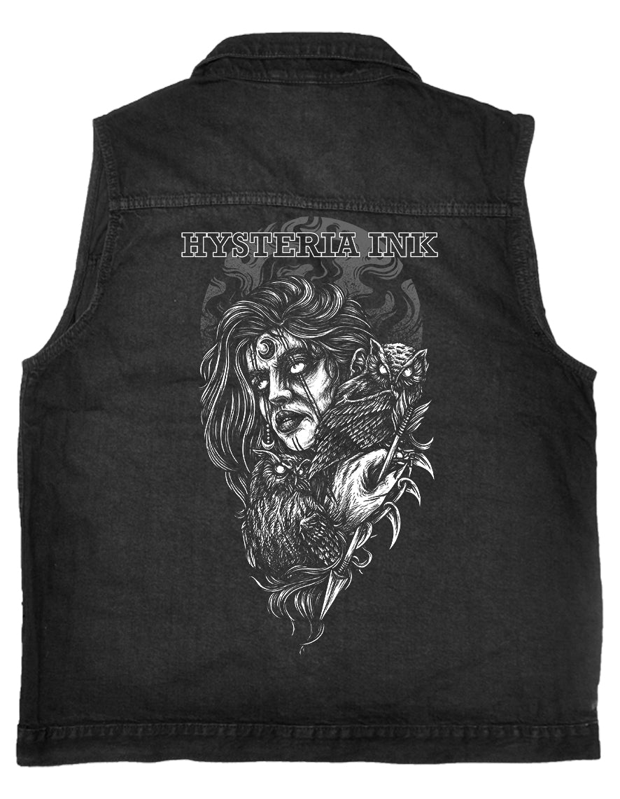 Veste en jean sans manches Hysteria Ink  Women Owl Ink