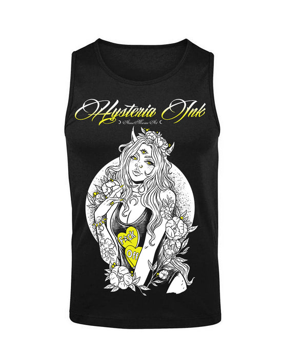 Debardeur homme Hysteria Ink X Anna Marine Art Fuck Off Yellow