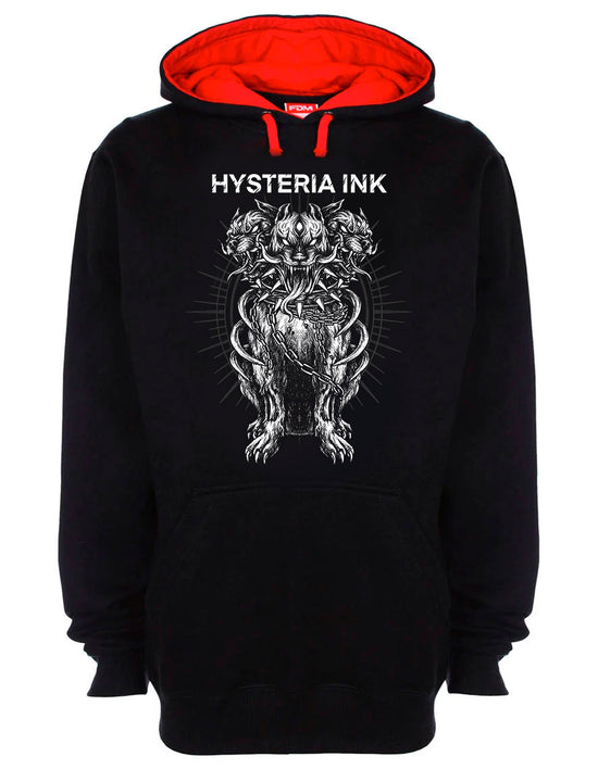 Sweat Capuche unisexe Black Red Hysteria Ink Cerberus Ink