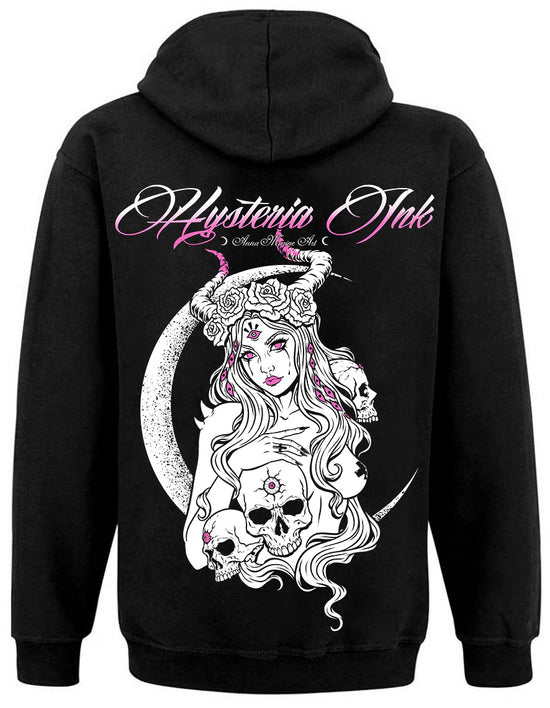 Sweat Zip unisexe Hysteria Ink X Anna Marine Art Black Moon Pink