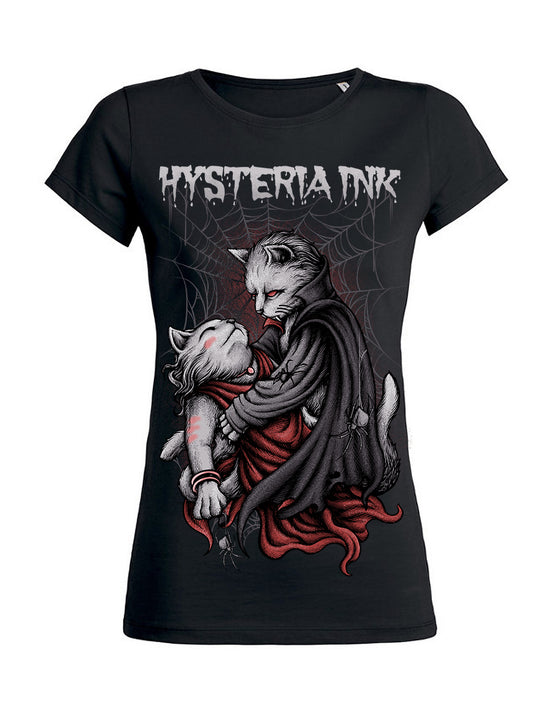 T-shirt femme wants Hysteria Ink Romantic Cat