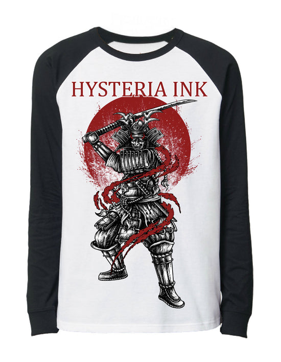 T-shirt baseball unisexe manches Hysteria Ink  The Samurai Warrior Ink