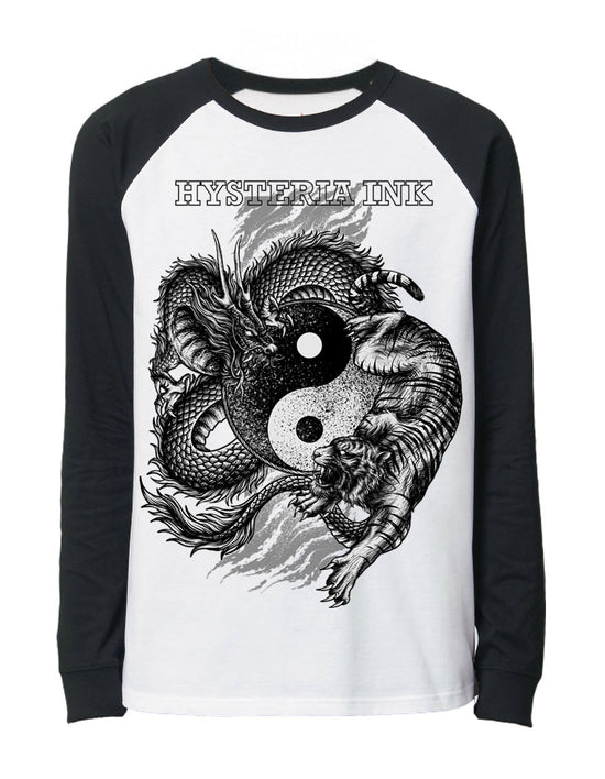 T-shirt baseball unisexe Hysteria Ink  The Tiger And The Dragon Ink