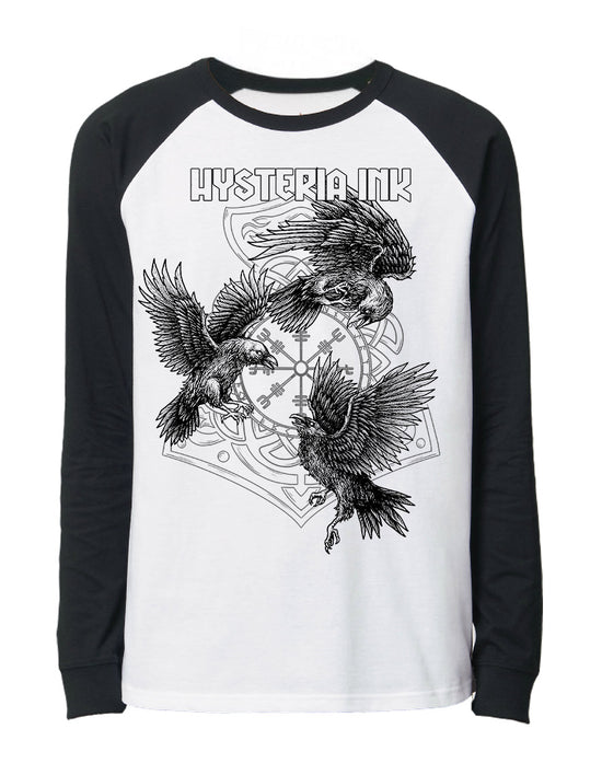 T-shirt baseball unisexe manches longues Hysteria Ink The Three Crows