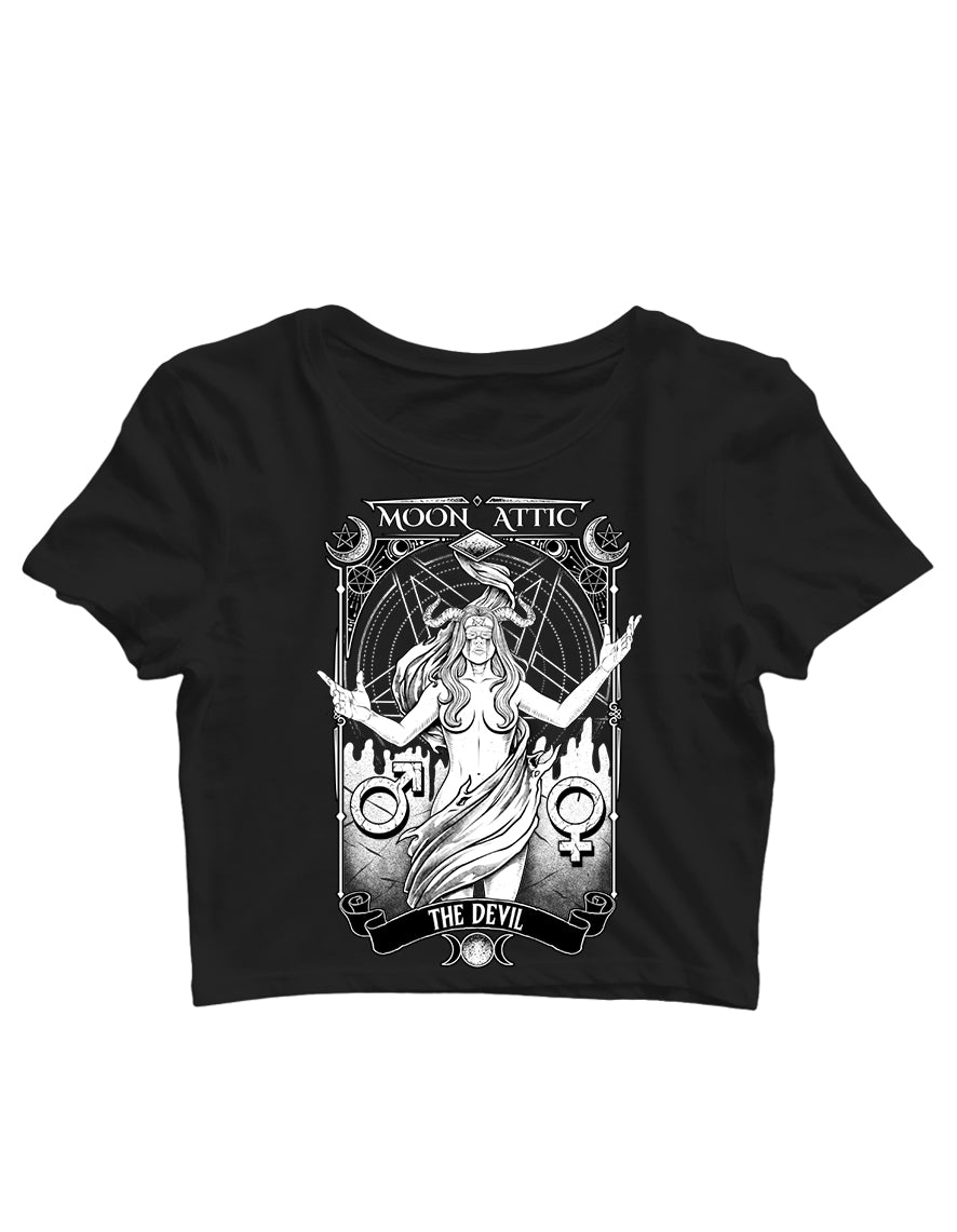 T-shirt femme Crop Top Moon Attic  Tarot The Devil