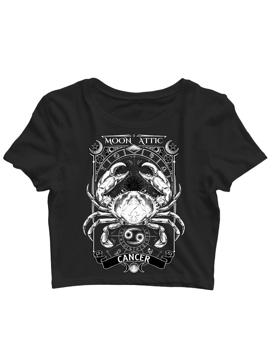 T-shirt femme Crop Top Moon Attic  Astro Cancer