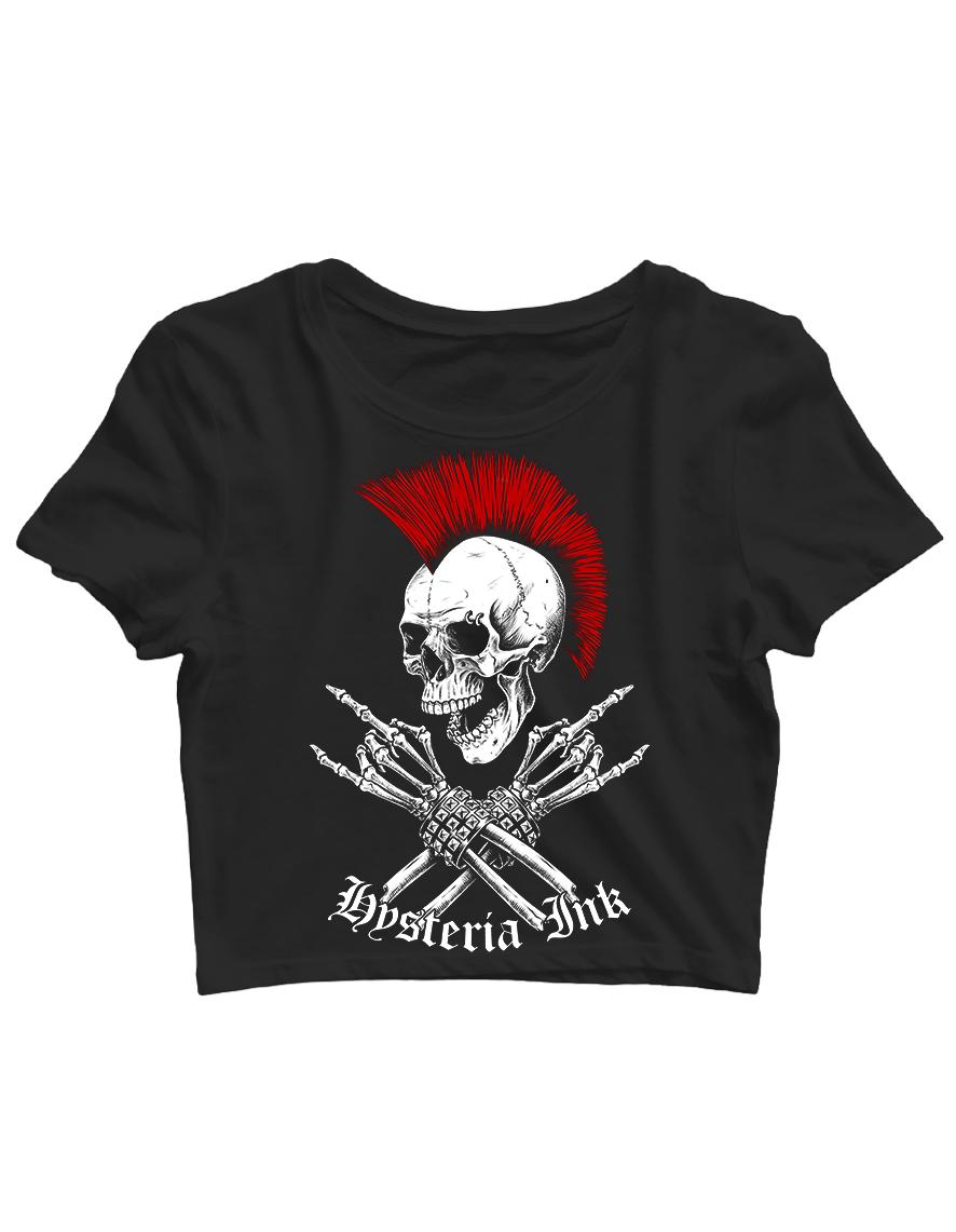 Crop Top Hysteria Ink Metal Skull Red