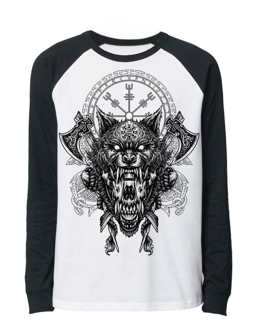 T-shirt baseball unisexe manches longues Hysteria Ink   The Wolf Dicky Ink