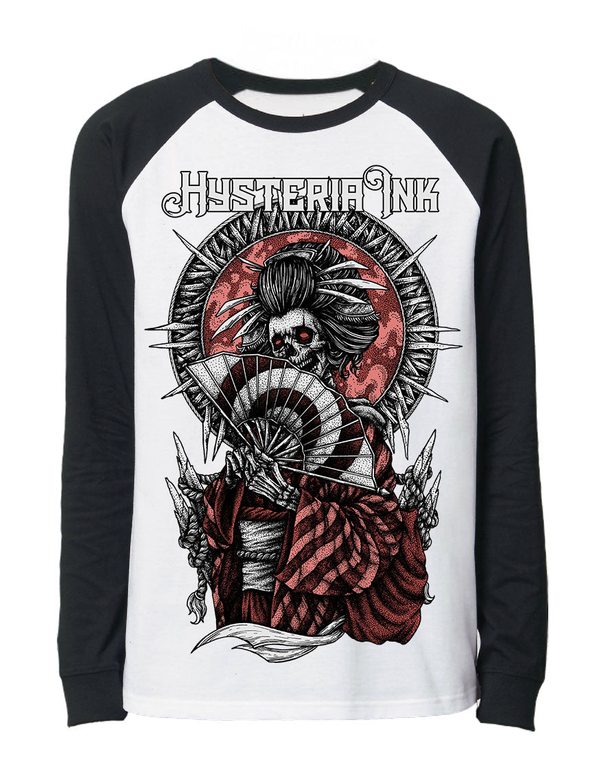 T-shirt baseball unisexe manches longues Hysteria Ink Geisha Ink