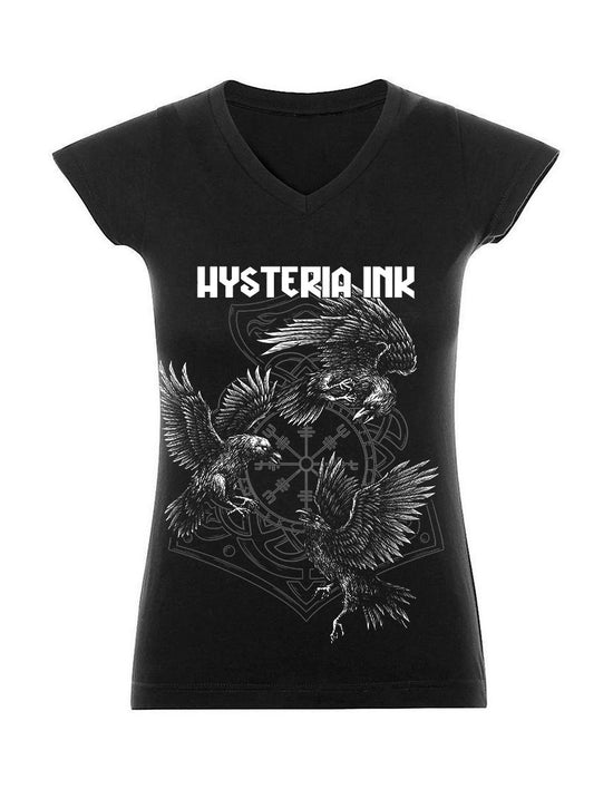 T-shirt femme Col V Hysteria Ink  The Three Crows