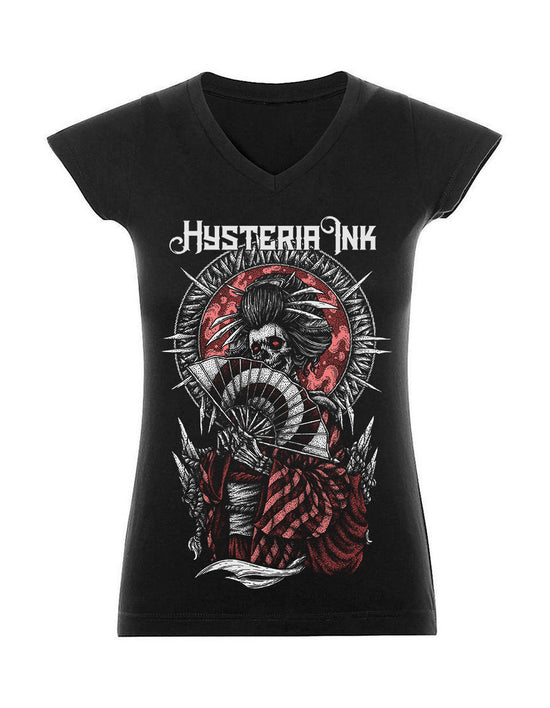 T-shirt femme Col V Hysteria Ink  Geisha Ink