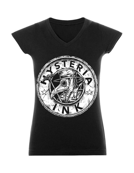 T-shirt femme Col V Hysteria Ink  Docteur de la Peste Ink