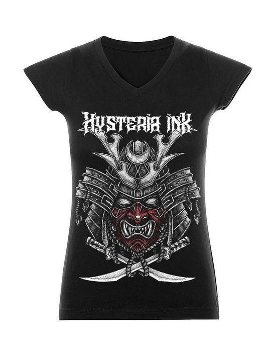 T-shirt femme Col V Hysteria Ink  Samouraï Ink