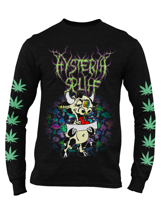 T-shirt unisexe  manches longues Hysteria Ink Smoking Cow