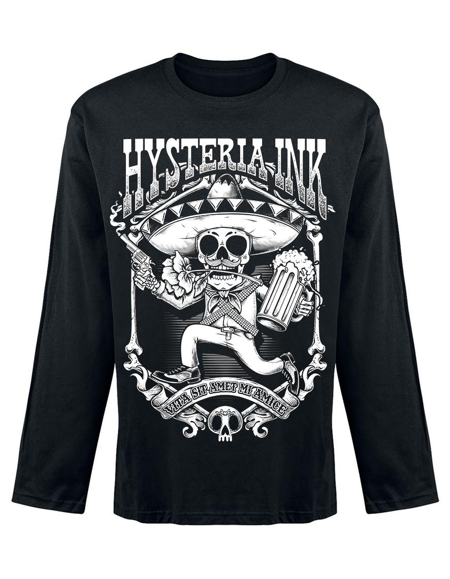 T-shirt unisexe manches longues Hysteria Ink Skull mexican