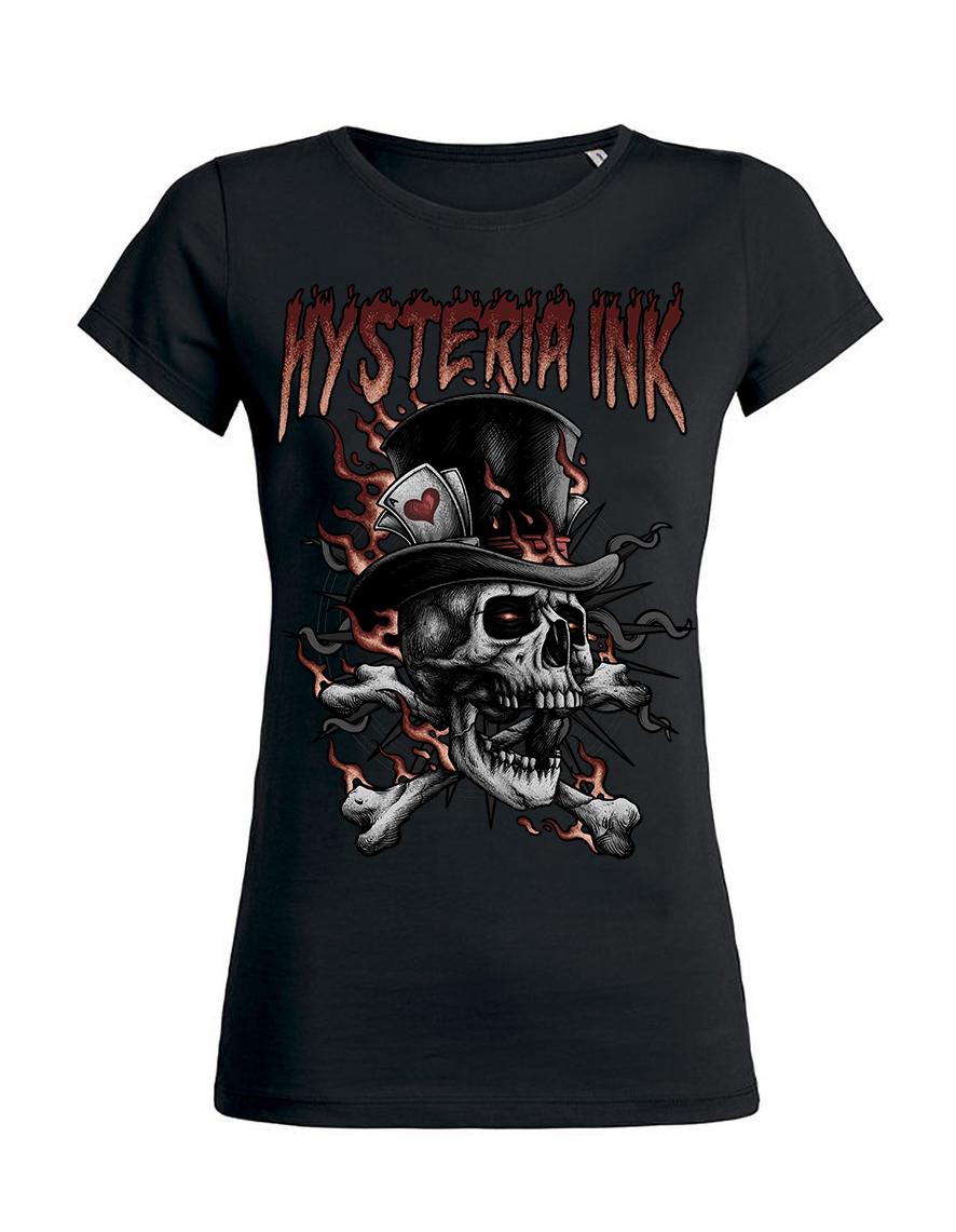 T-shirt femme Hysteria Ink Old shool Skull Flaming