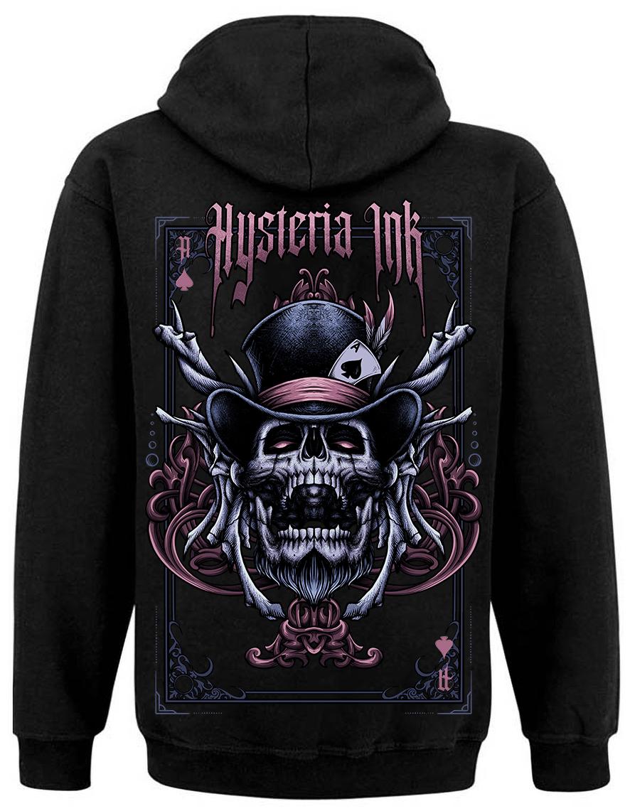 sweat zip unisexe Hysteria Ink Old shool Skull As de Pique