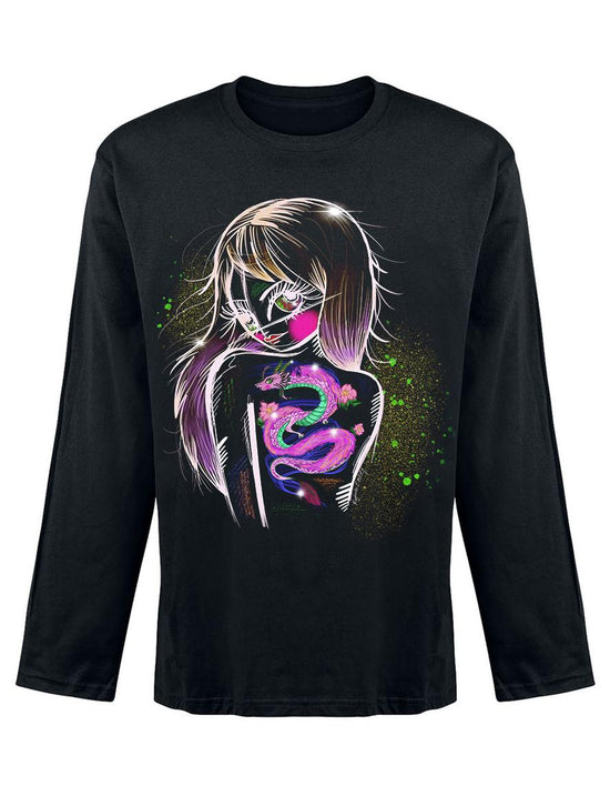 T-shirt unisexe Manches Longues Hysteria Ink La Fille Au Dragon