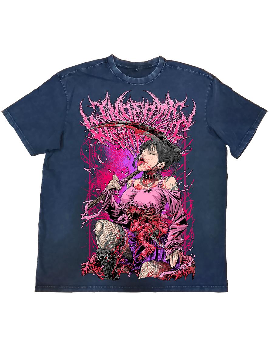 T-shirt Oversize Unisexe Anthracite InDeathWeTrust Bloody Pink