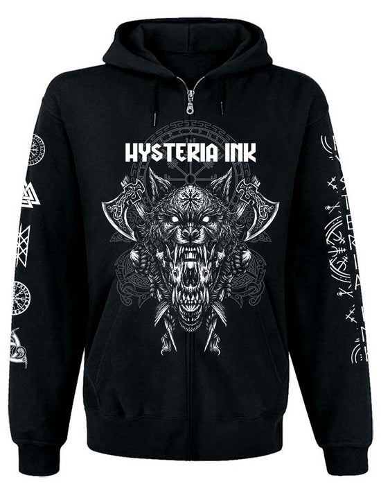 Sweat Zip Unisexe Hysteria Ink Impression Avant Wolf Axe Ink