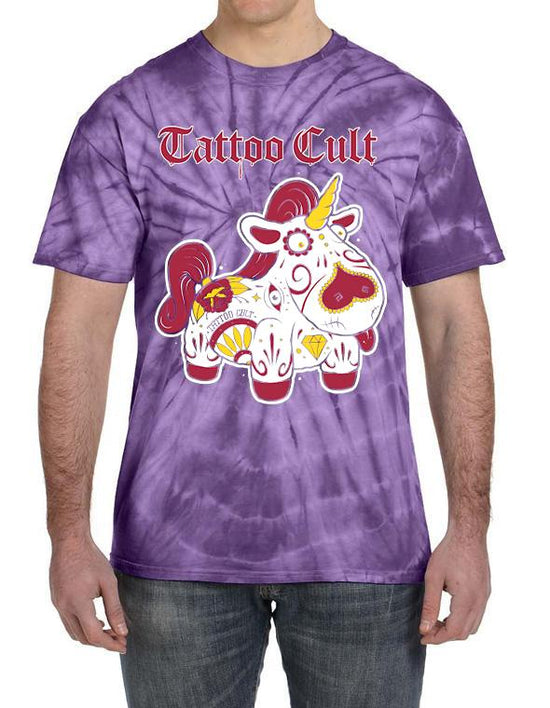 T-shirt unisexe Tattoo Cult Tye Die Unicorn Cult pink