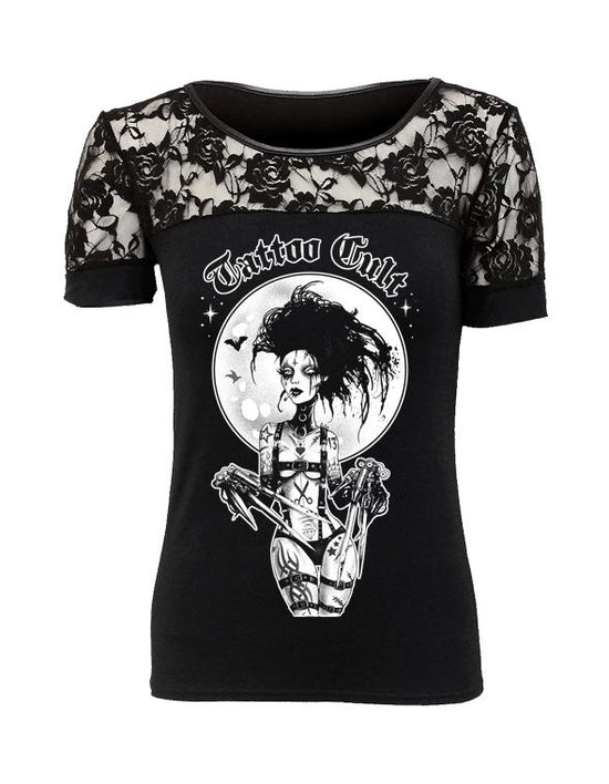 T-shirt femme dentelle Tattoo Cult ScissorCult