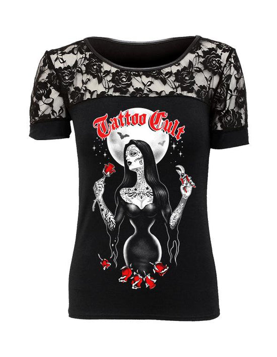 T-shirt femme Tattoo Cult Dentelle Morticia Cult