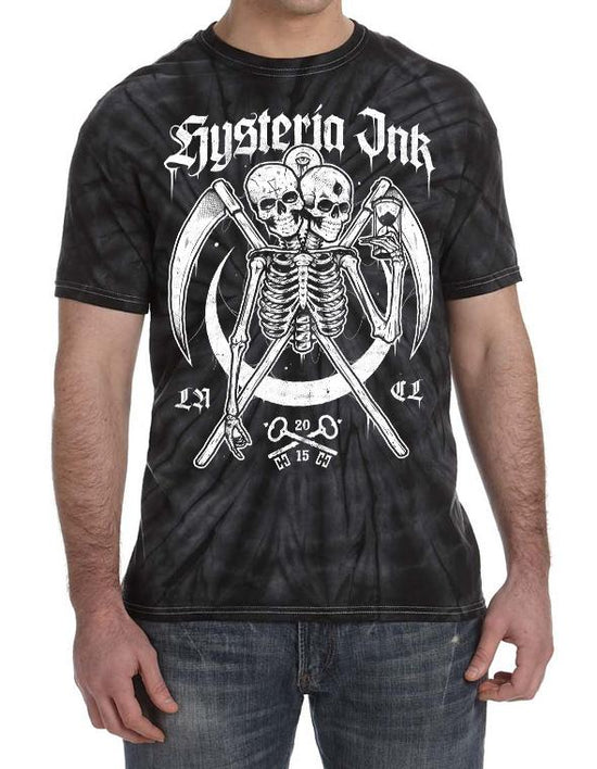 T-shirt unisexe Hysteria Ink Tye Dye Emblema Skeleton Ink