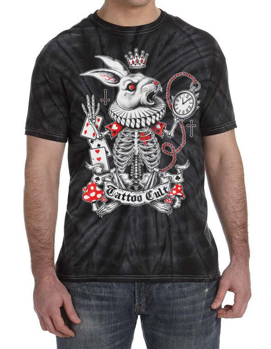 T-shirt Tie Die Tattoo Cult The Rabbit Cult Black Grey