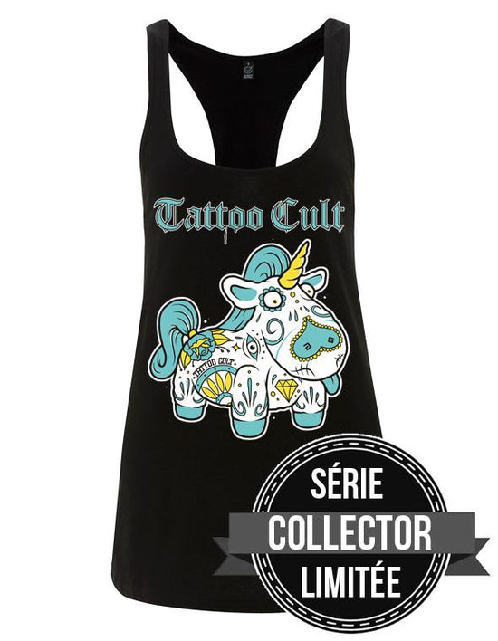 Debardeur long Tattoo Cult Unicorn Cult turquoise