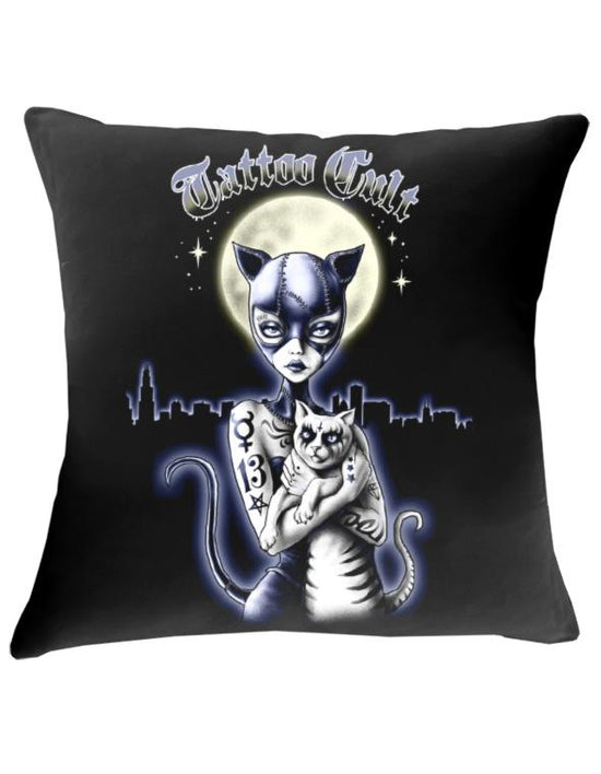 Housse de coussin 43x43cm Tattoo Cult Miss Cat Cult