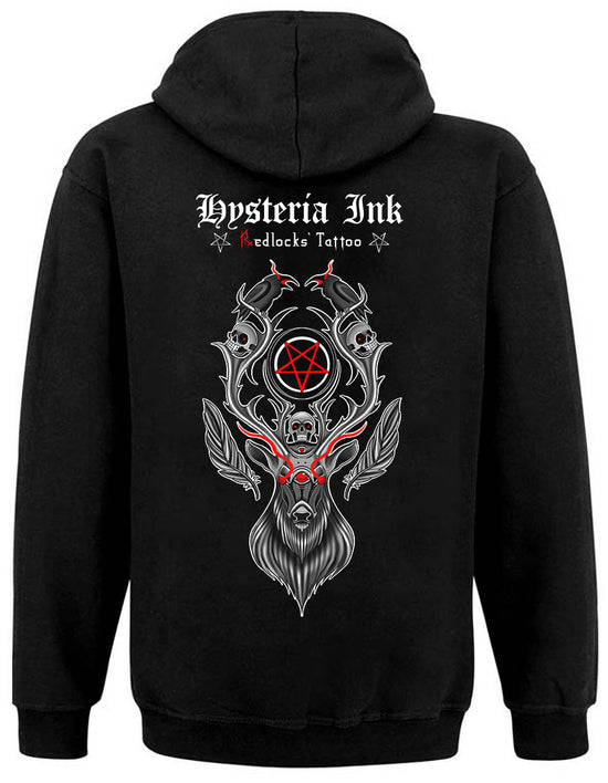 Sweat Zippé Unisexe Hysteria Ink  X Redlocks' Tattoo Pentagram Deer Ink