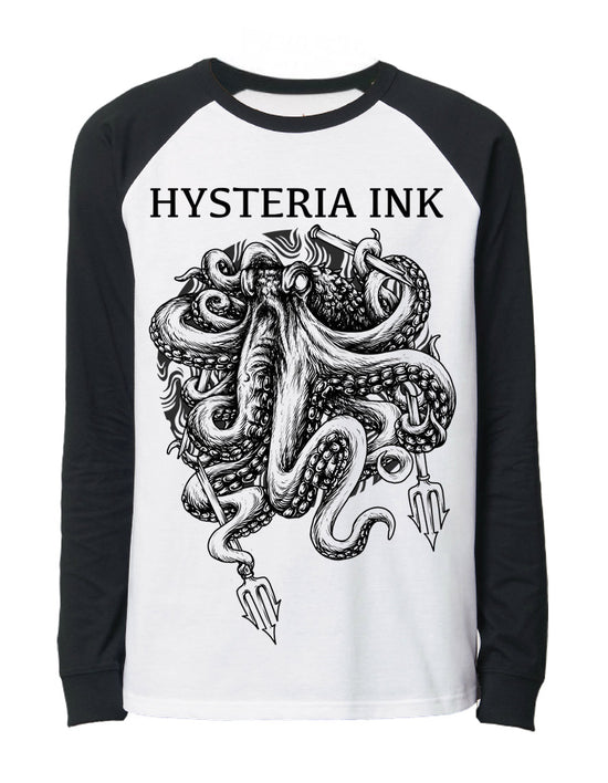 T-shirt baseball unisexe manches longues Hysteria Ink  kraken Ink