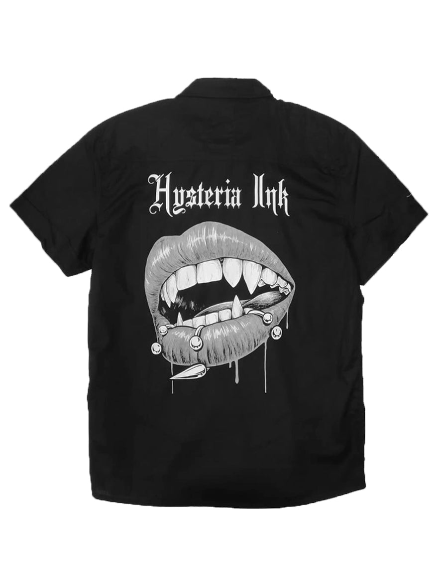 Chemise homme Manches Courtes Hysteria Ink  Vampire Lips Ink