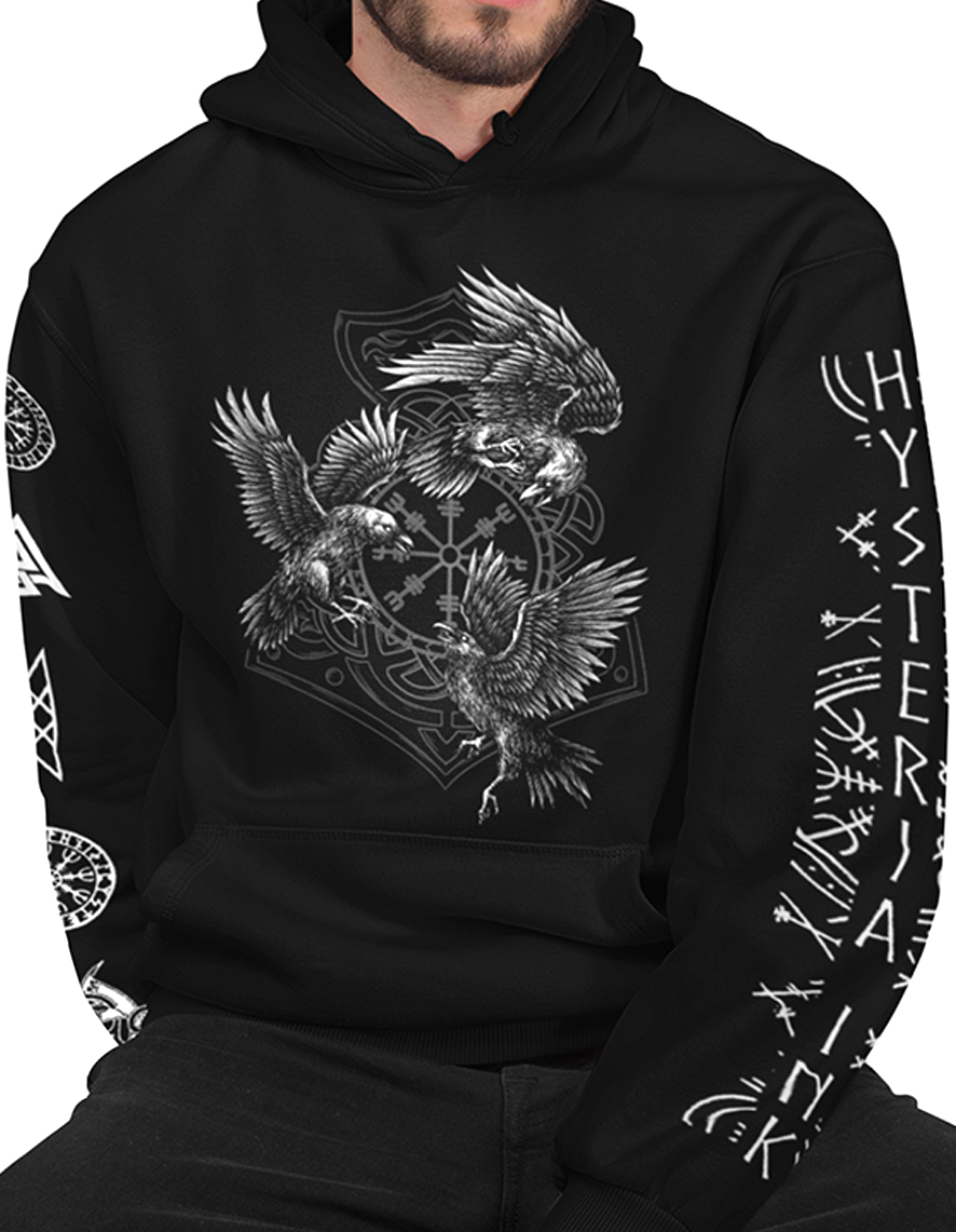 Sweat unisexe manches imprimées Hysteria Ink  viking compass ink